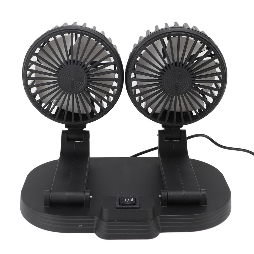 Dual Heads USB Fan for Car Dashboard Multi Speeds Quiet Portable Vehicle Cooling Fan for RV Truck