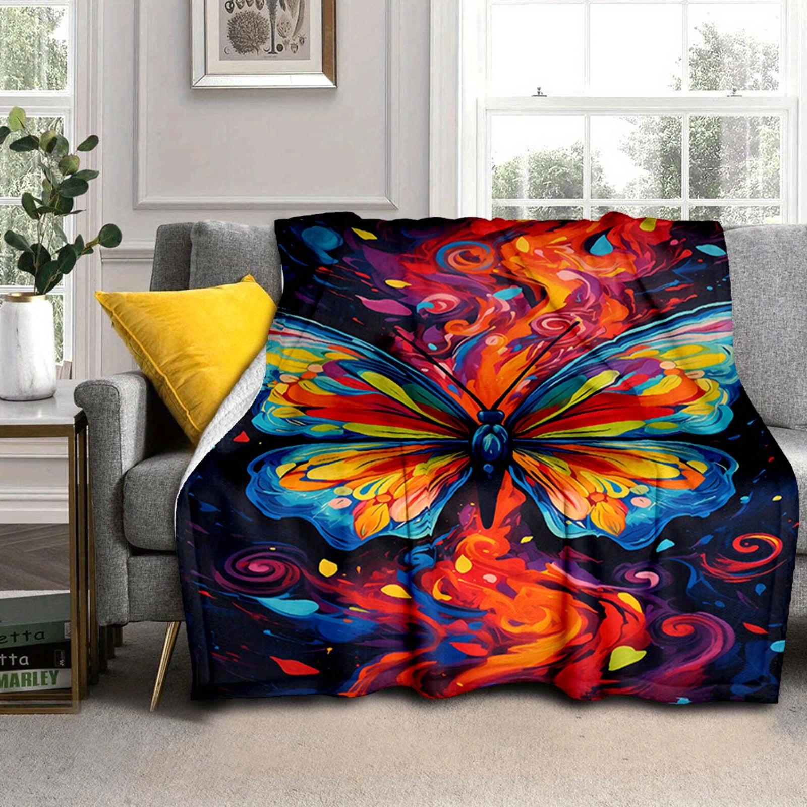 

1pc Butterfly Print Blanket,Soft Warm Throw Blanket Nap Blanket For Couch Sofa Office Bed Camping Travel 130cmx150cm