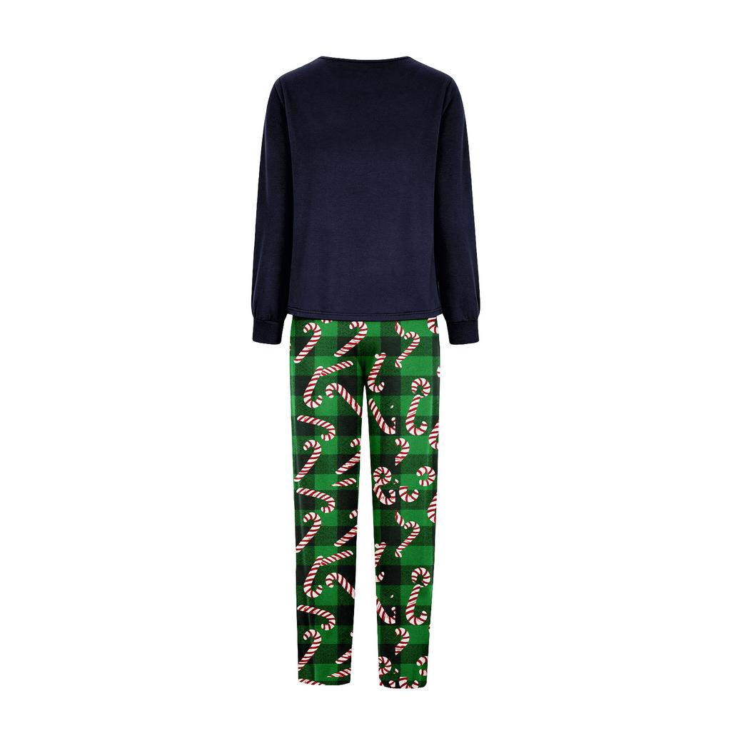 Matching Family Christmas Pajama Set, Round Neck Long Sleeve Top and Pants Loungewear for Parent and Child