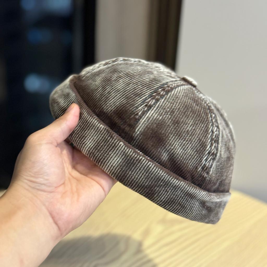 New solid color corduroy brimless beanie hat, unisex, fashionable, simple, casual, versatile, suitable for autumn and winter