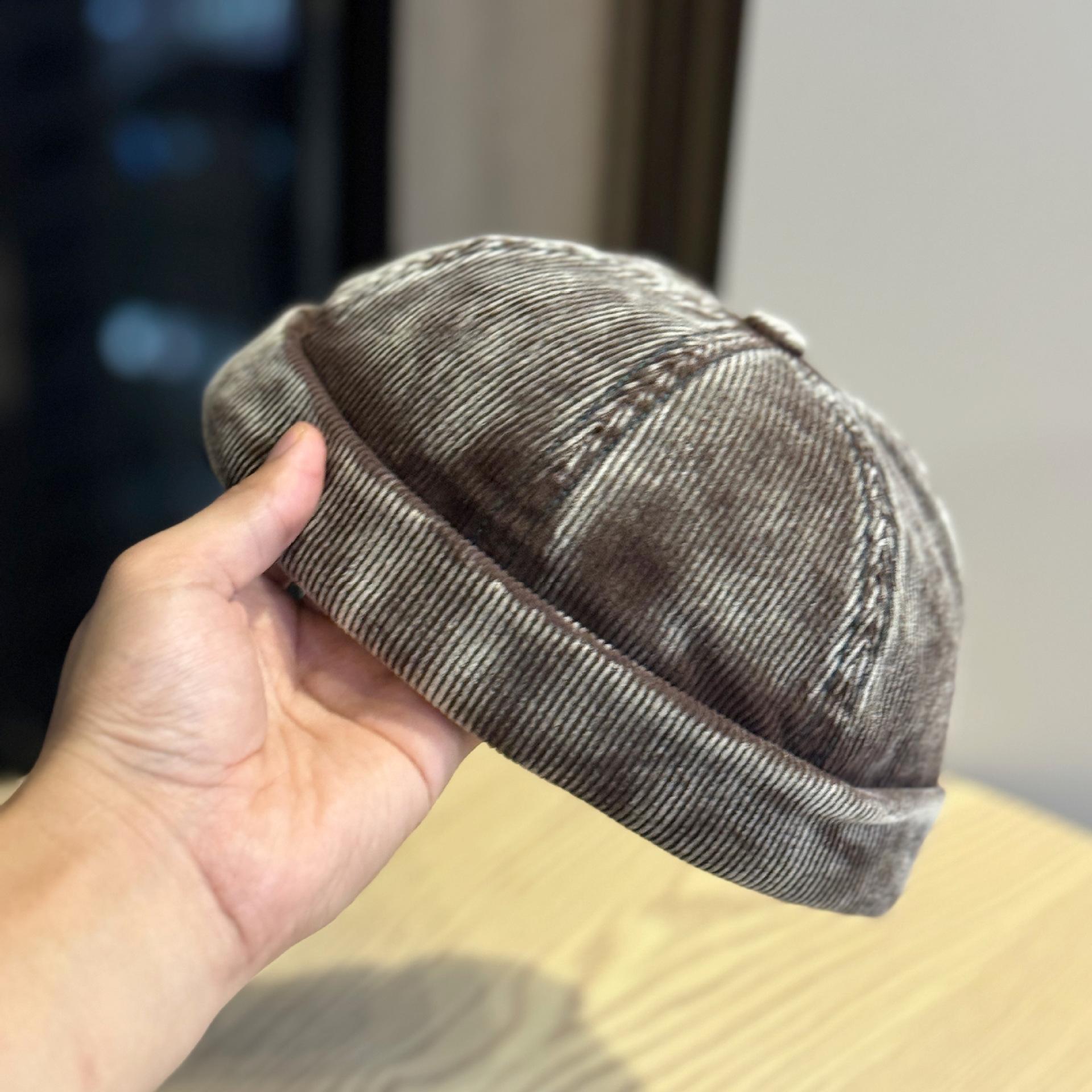 

Новая однотонная вельветовая кепка-дыня без полей для мужчин и женщин, модная, простая, повседневная и универсальная шляпа лендлорда, осенне-зимний стиль Adjustable