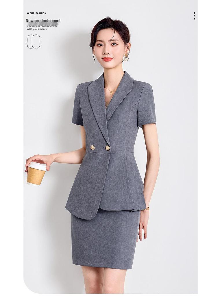 Elegant Women's Short-Sleeved Suit – Summer 2025 Goddess Style for Managers