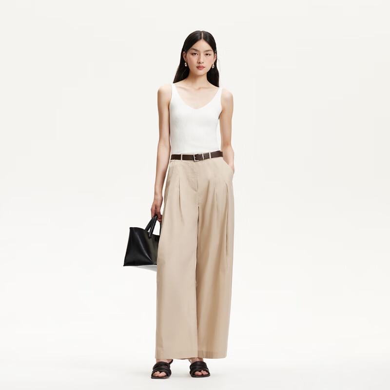 VEROMODA 2025 Cotton Belted Pleated Wide Leg Pants