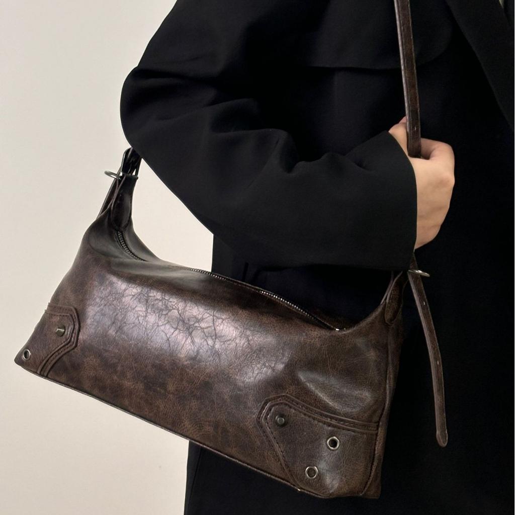 2024 New Autumn Winter Niche Retro Melad Baguette Bag for Women Large Capacity Underarm Bag Single Shoulder Crossbody Bag