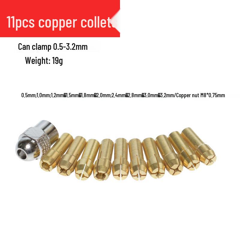 

11-Piece Brass Collet Micro Electric Drill Set with Self-tightening Chuck and Copper Core Motor Accessories