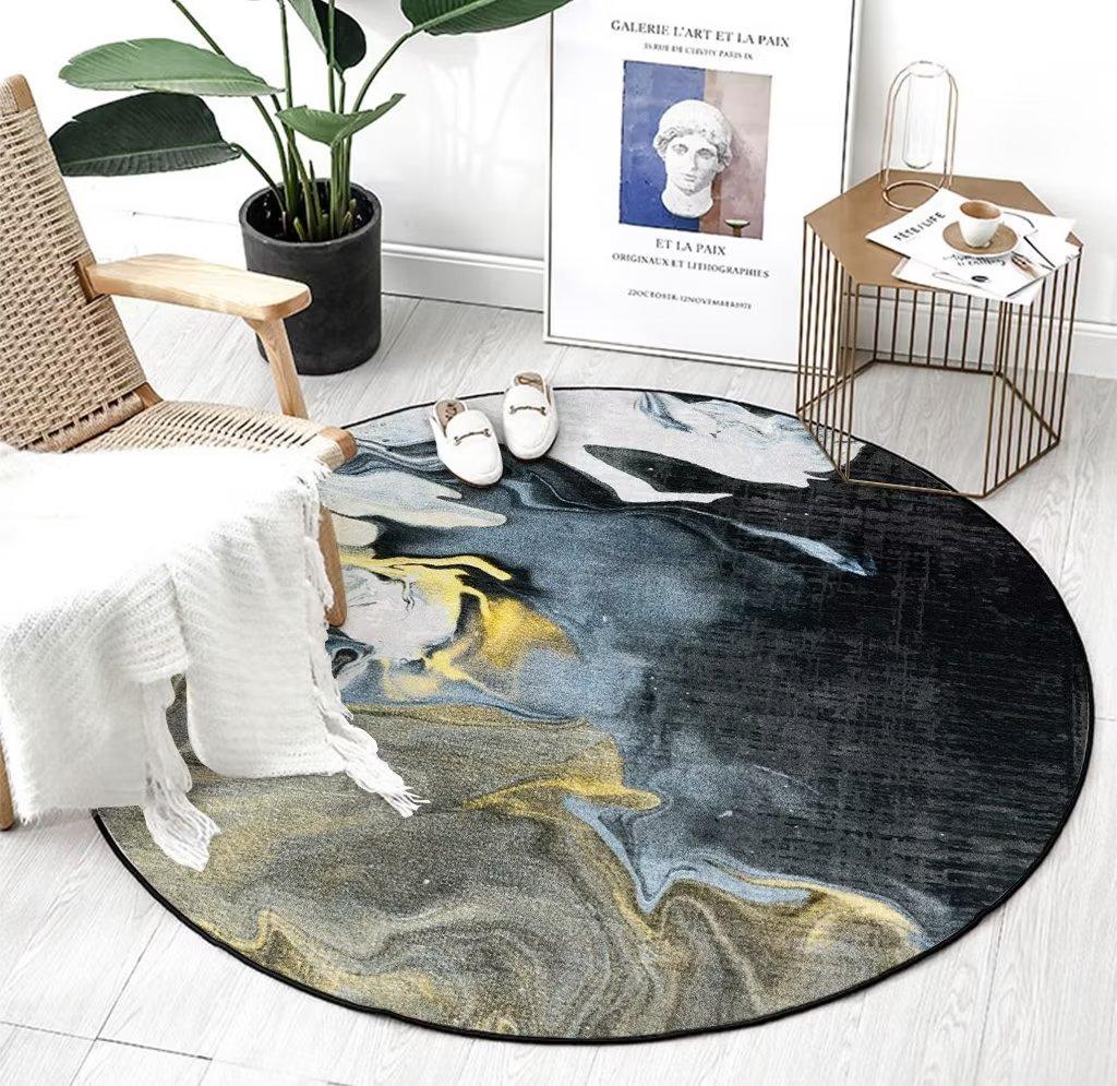 Nordic Round Printed Carpet Abstract Art Large Rugs for Living Room 200cm Coffee Table Rug Room Decor Bedroom Non-slip Chair Mat
