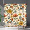 Bathroom Waterproof Curtain Digital Printing Plant Mushroom Shower Curtain Non-Punching Toilet Partition Curtain Shower Cloth