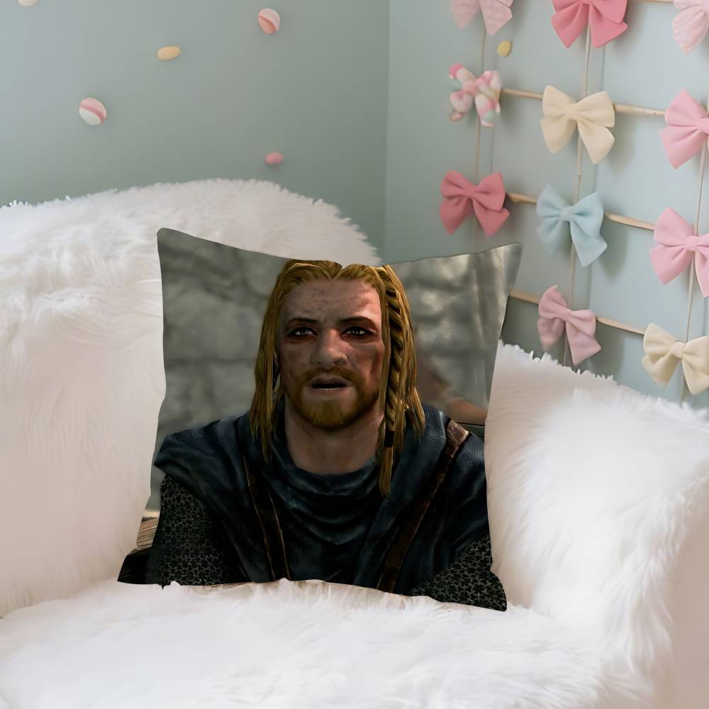 Hey Du Du Bist Endlich Wach Skyrim Kissenbezug Zierkissenbezug Nordisch Vintage Stil Kissenbezüge Haus Wohnzimmer Sofa Couch