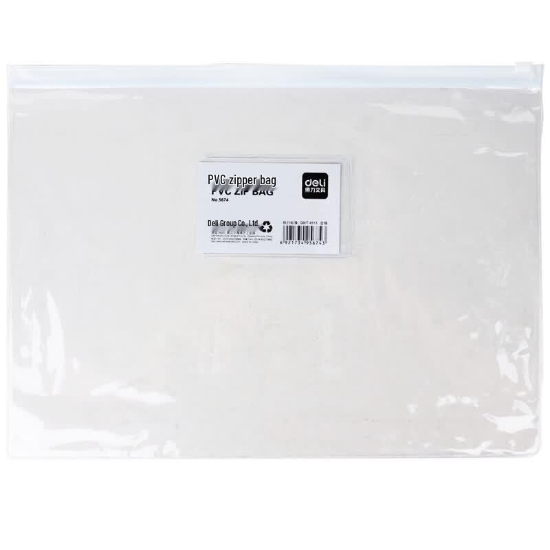Deli A4 Transparent Zipper File Bags