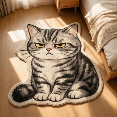 2D Home Decor Carpet Anti-fouling Cartoon Carpet Soft Cat-Shaped Area Rug  Bedrooms