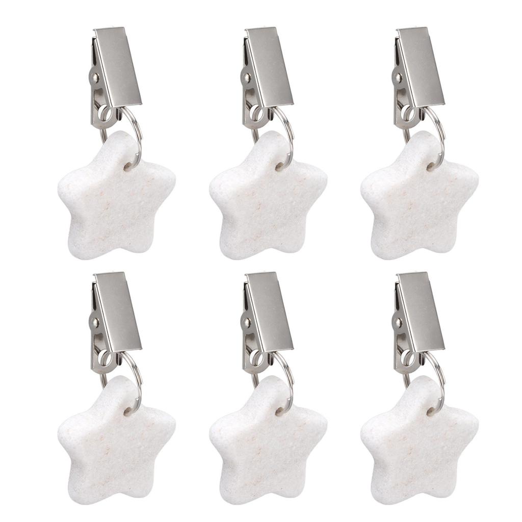 6Pcs Tablecloth Weights Marble Stainless Steel Small Size Waterproof Rustproof Durable Clip On