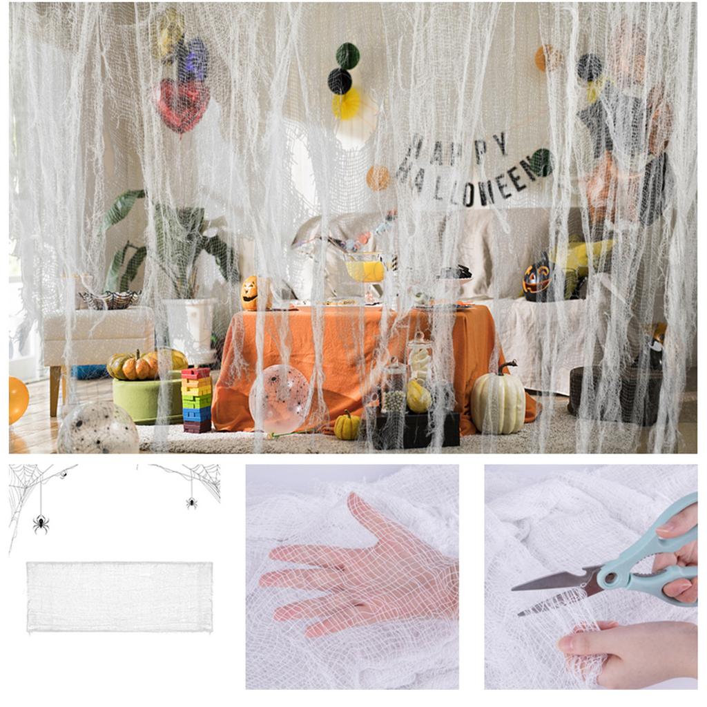 Haunted House Diy Decorative Gauze Large Grid Black Roving Ghost Gauze Home Livingroom Kitchen Garden Decor
