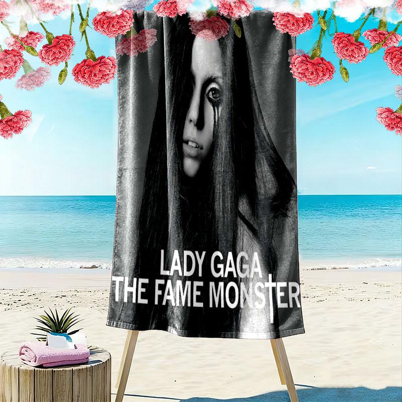 LADY GAGA Print Beach Towel, Large Soft Quick Dry Towel for Beach Camping Swimming