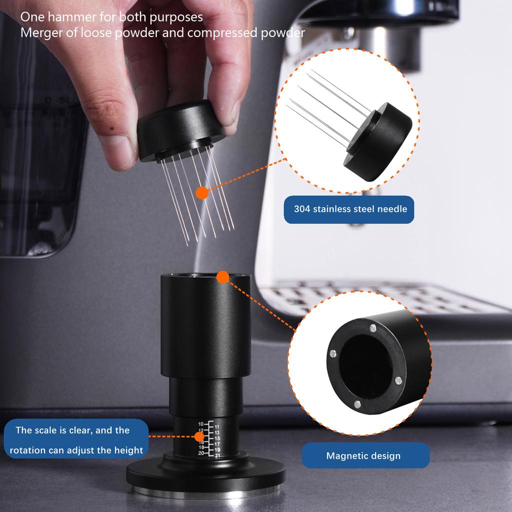 Coffee Distributor and Tamper Barista Tool Espresso Accessories 2 in 1 for Espresso Office Accessories