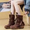 2025 Winter Genuine Leather Shoes Women Suede Boots Thick Sole 4.5cm Non-slip Warm Plush Fashion Brand Ladies Snow Boots