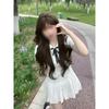Preppy dress girl summer sweet and hot girl petite princess dress waist pleated skirt
