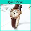 Retro-Quadratuhr für Damen mit Quarzwerk und Lederarmband