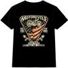 Motorcycle Ride Free Ride Hard T Shirt American Flag Road Race Live Fast Tee