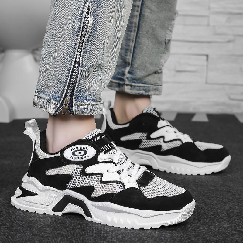 Mens Korean Shoelaces Trendy Sports Shoes Four Season Soft Soled Comfort Casual Sneakers Outdoor Student Running Shoes Size 47