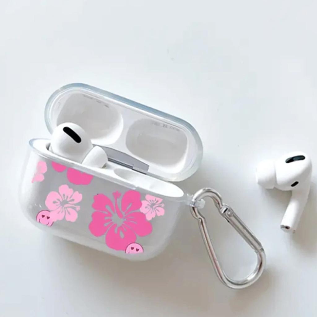 Plum pollen transparent shell is suitable for AirPods 1 /1 generation/pro/cartoon earphone cover third generation bluetooth earphone protection