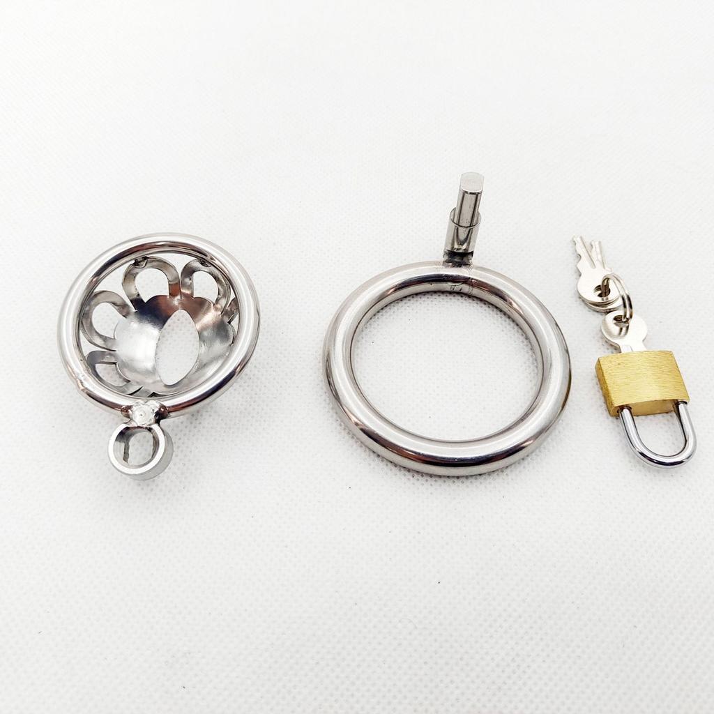 FHTF Short Small Metal Men's Chastity Device Cock Bondage Cage Penis Lock for Boy Over 18