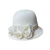European And American Xiaoxiangfeng Satin Flower Fashion Hat, Small Edge Autumn And Winter Dome Thermal Basin Hat, Women'S Wool Woolen Top Hat