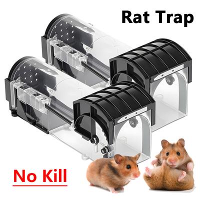 Lot de 2 pièges à rats en plastique pour attraper des souris vivantes dans une cage, plusieurs types de pédales, réutilisables, pour l'intérieur et l'extérieur, pour le jardin
