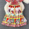 Summer Women Vintage Print Designer Runway Dresses Fashion Long Midi Party Shirt Dress