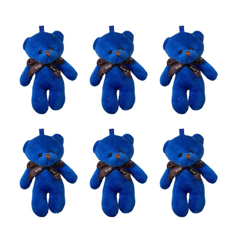 6/1s Mini Bear Plush Keychain Colorful Bear Stuffed Toy School Bag Pendant Teddy Doll Graduation Party Supplies Wedding Gift