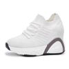 "2024 Autumn Women's White Height-Enhancing Sports Shoes - Korean Style, Breathable, Versatile, and Casual with High Heels"