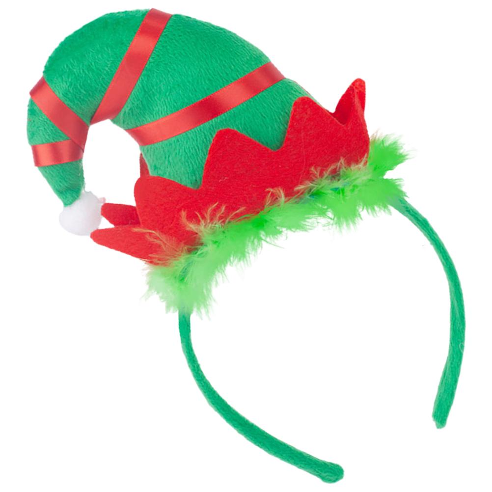 Christmas Elf Headband Xmas Hat Headpiece Cute Holiday Party Hair Accessory Decor Christmas Headband Xmas Party Headdress зелёный