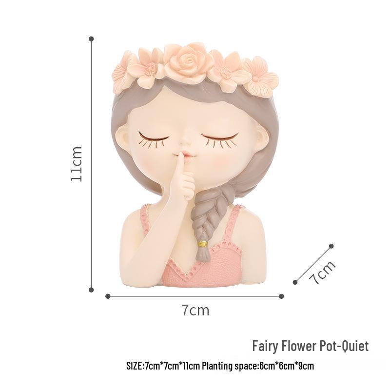 

Мультяшная фигурка феи: Милое украшение для дома, настольная фигурка-цветочный горшок для суккулентов и бонсай.