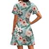 Women’s Casual Short Sleeve V Neck Dress with Floral Print Lightweight Fabric Relaxed Fit for Everyday Wear