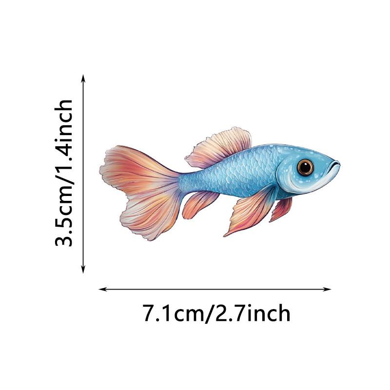 50PCS Goldfish Stickers PET Fish Aesthetic Sticker Tropical Marine Life Ocean Decals Waterproof Vinyl Stickers for Laptop Phone