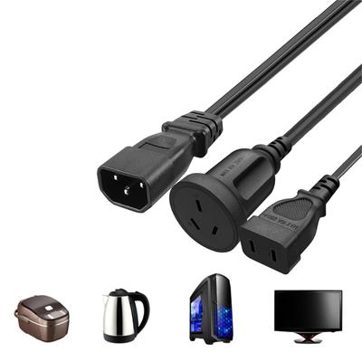 IEC320 3 Pin C14 Male To AU+US Female Socket Power Cord Splitter Power Cord IEC320 3 Pin C14 To American Australian