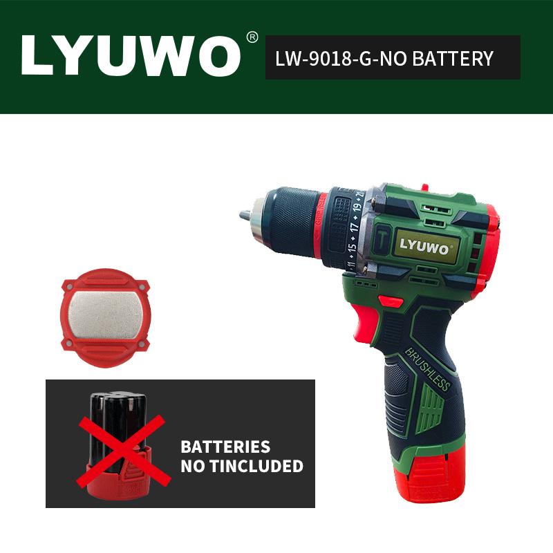 LYUWO 16V Brushless Cordless Electric Drill 70N.m Self-Locking Chuck Power Driver 20+1 Torque Settings 2 Speed Power Tools