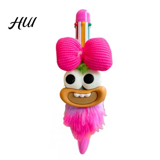 Cute Plush Ballpoint Pen Cartoon Multi-Color Gel Pens for Students Fun Refillable Journaling Writing Tool School Office Soft Grip