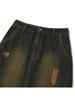 Kirsh Damaged Washed Denim Skirt [Brown]