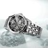 FORSINING Original Gold Skeleton Mechanical Man Watch Automatic Movement Clock Luxury Stainless Steel Men's Watches