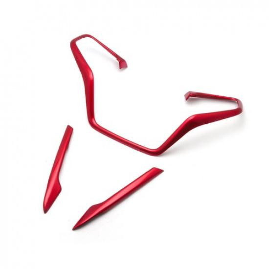 3x Red Inner Steering Wheel Frame Cover Trims For Honda Civic 10th Gen 2016-