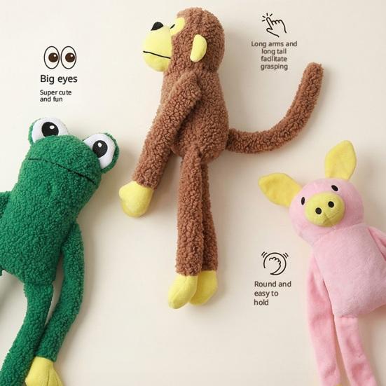 Jucărie pentru Animale de Companie Rezistentă la Mușcături Jucărie de Pluș pentru Mestecat cu Design Sonor Interactiv Formă de Maimuță Cartoon Broască Porc Jucărie pentru Curățarea Dinților Animalelor de Companie