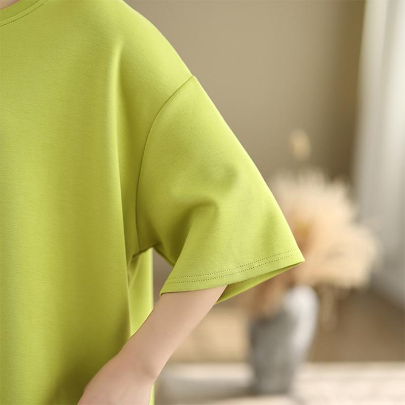 DIMANAF 2025 New Summer Plus Size T-Shirt Women O-Neck Short Sleeve Spliced Cotton Loose Tops Tees Maxi