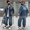 Boys' Trendy Plaid Denim Set: Spring/Autumn Korean Style 2025, Two-Piece Look for Mid-to-Big Kids