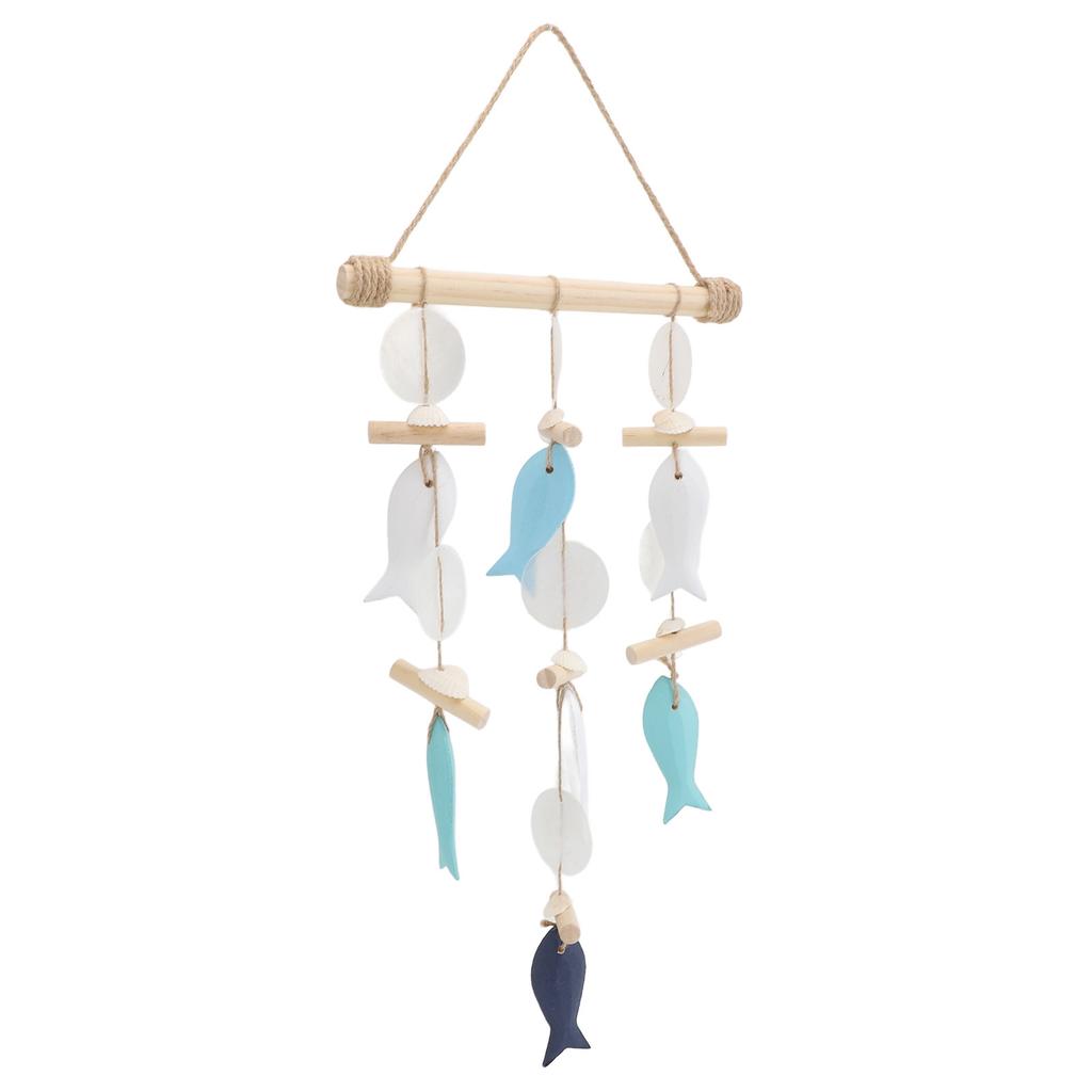 Fisch Windspiel Meeresthema Wandbehang Dekor Massivholz Hanfseil Muschel Fisch Glockenspiel für Zuhause
