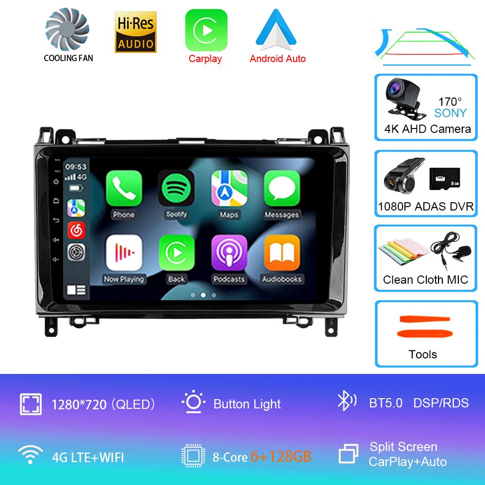 Radio auto Android 14 pentru Mercedes Benz B200 Sprinter W906 W639 AB Class W169 W245 Viano Vito Player Multimedia 2 Din Stereo DSP