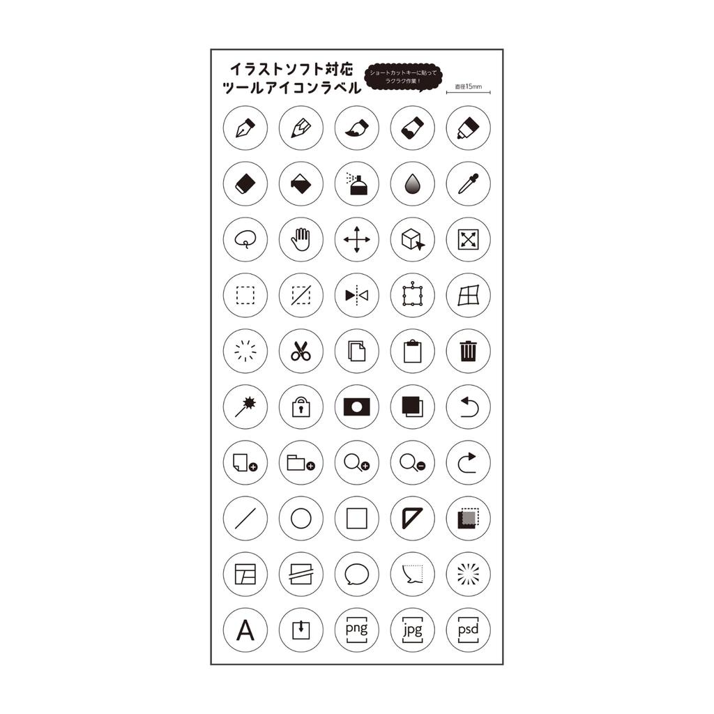SELECOCO Illustration Shortcut Key 15mm Numeric Compatible with and Devices Stickers, 50-Piece Set, Left-Handed, Diameter, Keypad, Left-Handed