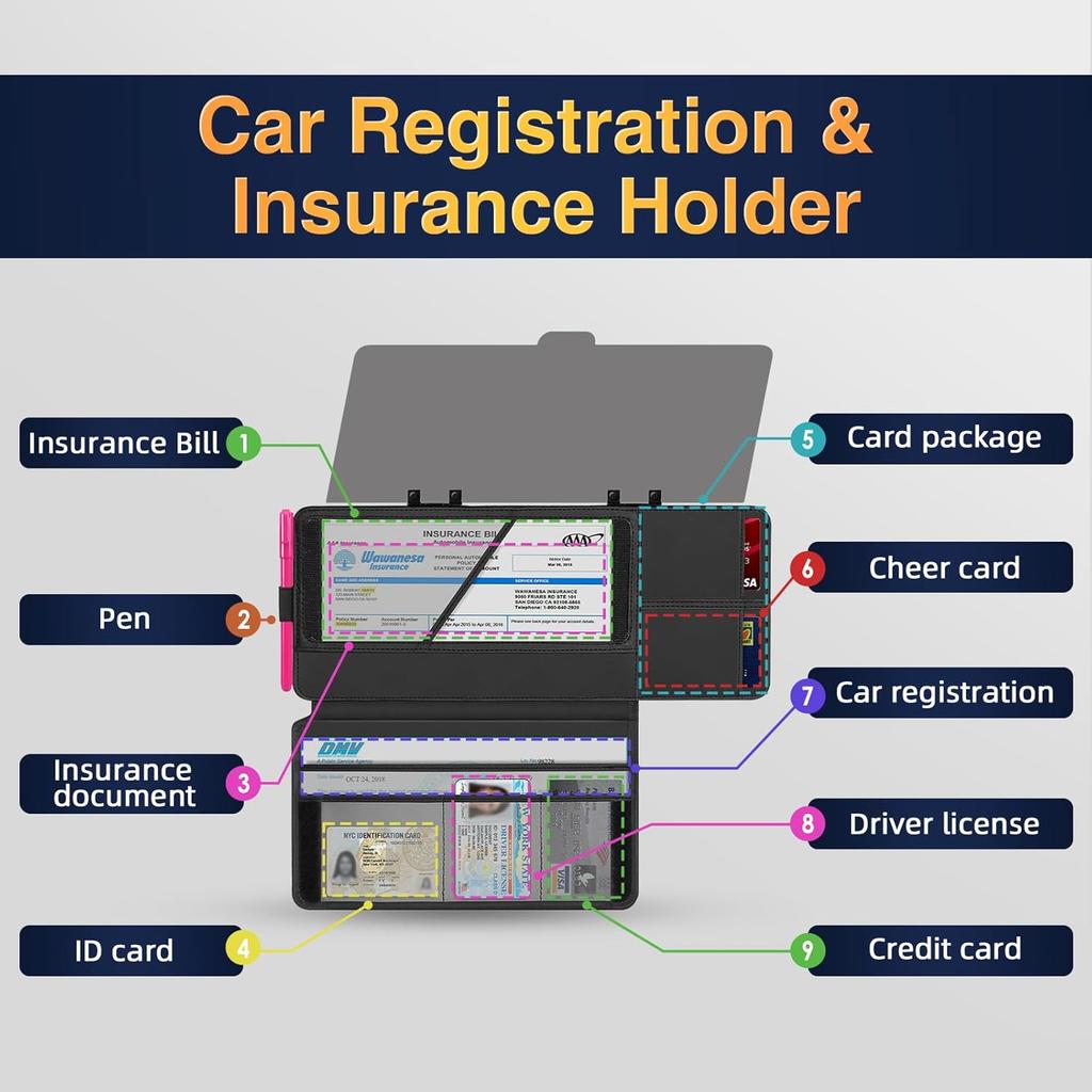 Polarized Sun Visor For Car With Registration And Urance Holder, Upgrade Sun Visor Extender With Registration Holder, Car Visor Extender Sun Blocker