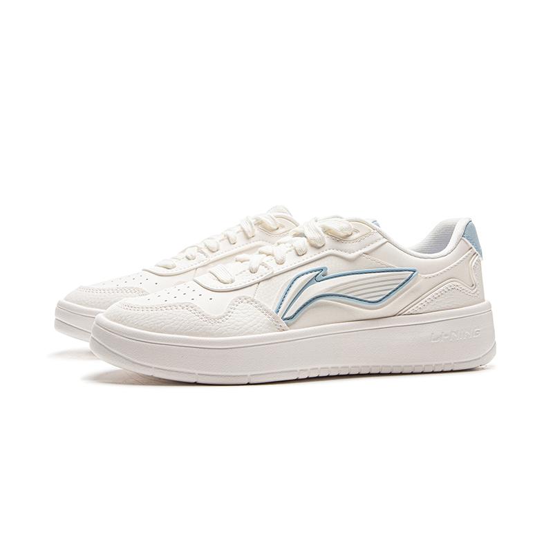 Li Ning Yuan Bao Simple Fashion Lightweight Breathable Increased Height Low Top Skate Shoes Women Sneakers Ice-River-Blue AGCV178-2