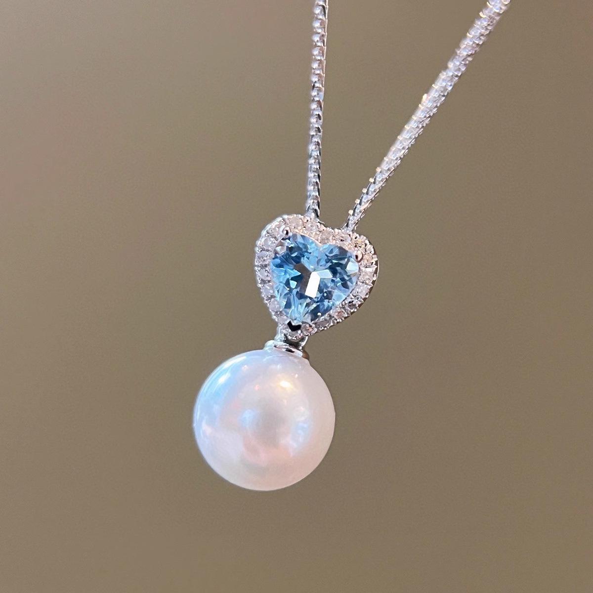 

Ожерелье из стерлингового серебра Red Moose с аквамарином и жемчугом - Элегантная и универсальная мода для женщин 925 Silver