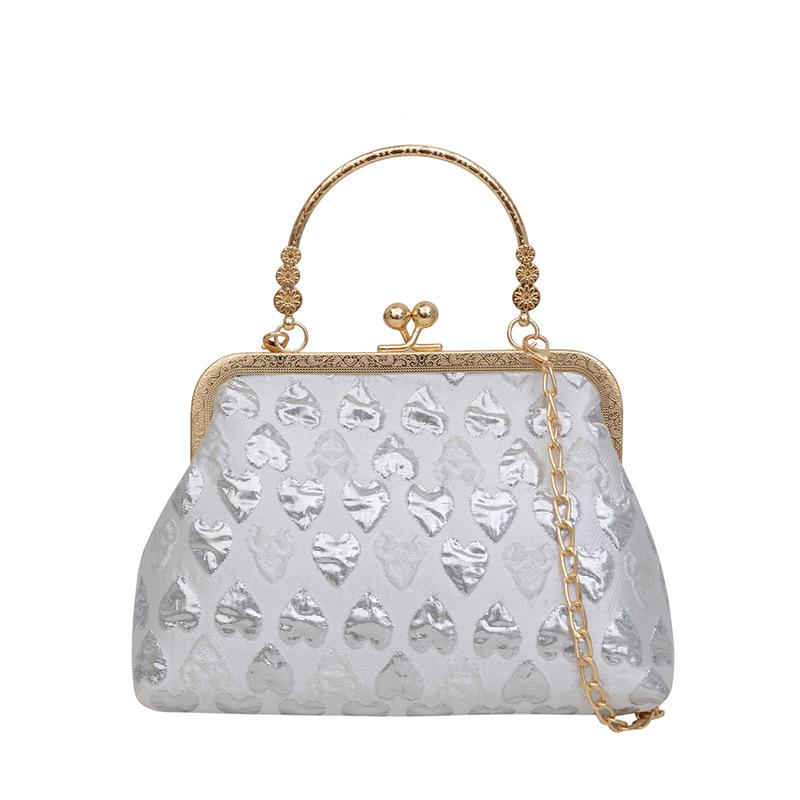 Neue Handtasche im europäischen und amerikanischen Retro-Stil, Schultertasche mit großem Fassungsvermögen, Damentasche, klassische Hanfu-Tasche, Liebesclip-Kettentasche